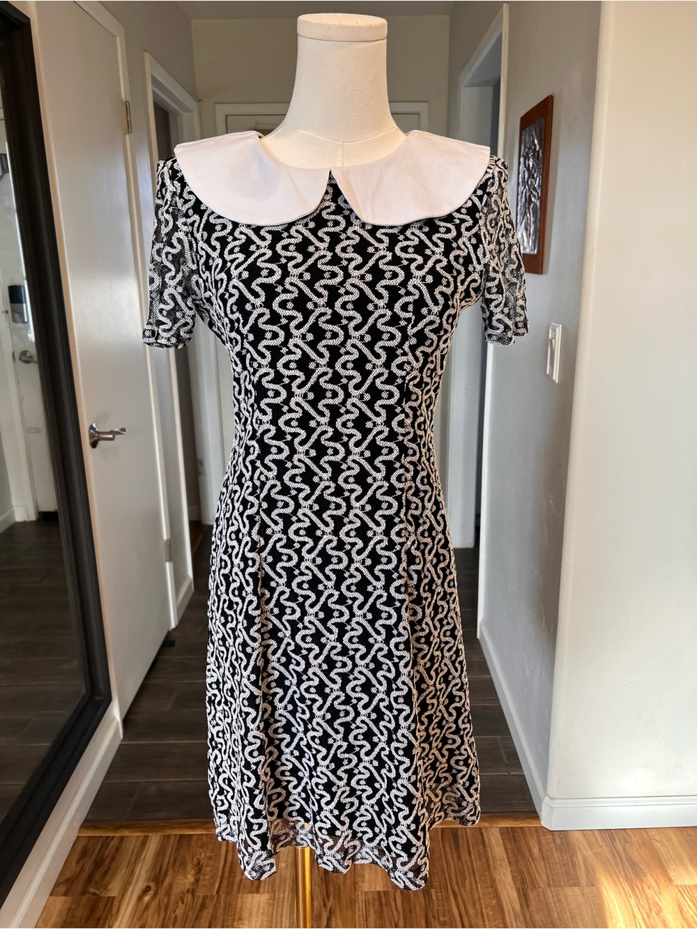 Vintage Coquette Girl Handmade Midi with Collar